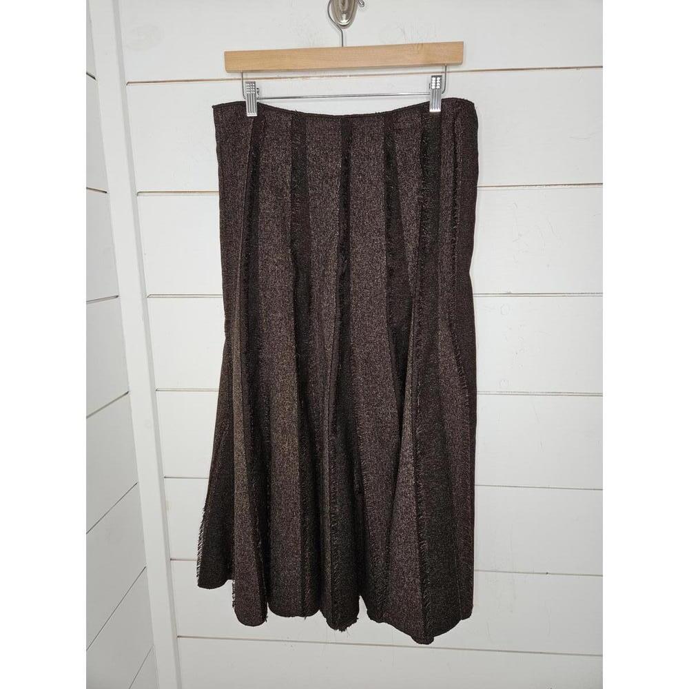 Multiples size 12 brown textured & pleated midi skirt